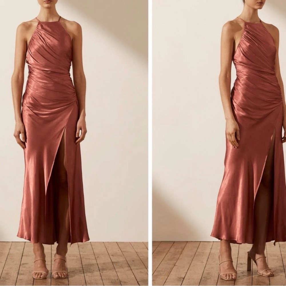 Shona Joy La Lune Gathered Square Neck Bias Maxi Dress Women’s‎ 8 Terracotta NWT